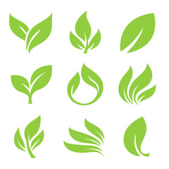 Leaves icon set. Collection of leaf logo design for green, eco, organic, food, beauty, health care brand identity. vector illustration .
