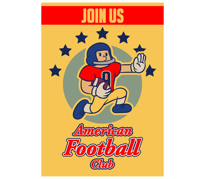 American Football Cartoon Vintage Recruitment Poster - Powered by Adobe