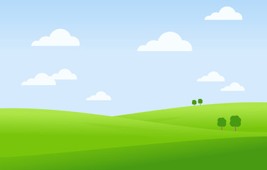 Fototapeta premium Green landscape and blue sky vector