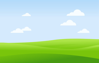 Obraz premium Green landscape and blue sky vector