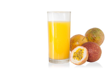 Glass of Passion Fruit isolated on white .clipping path.