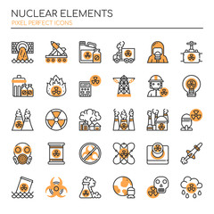 Nuclear Elements , Thin Line and Pixel Perfect Icons.