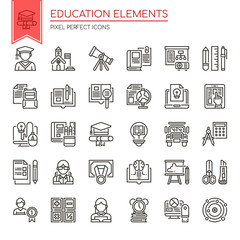 Education Elements , Thin Line and Pixel Perfect Icons.