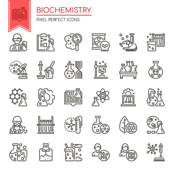 Biochemistry Elements , Thin Line and Pixel Perfect Icons.