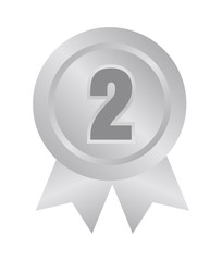 Ranking medal icon illustration. 2nd place (silver)