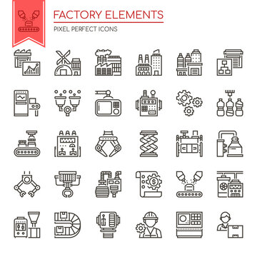 Factory Elements , Thin Line and Pixel Perfect Icons.