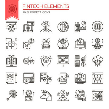 Fintech Elements , Thin Line and Pixel Perfect Icons.