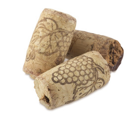 Wine bottle cork stopper. White background, isolated.