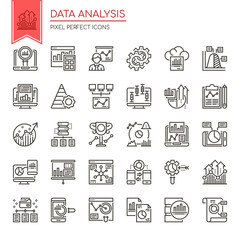 Data Analysis , Thin Line and Pixel Perfect Icons.