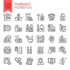 Pharmacy Elements , Thin Line and Pixel Perfect Icons.
