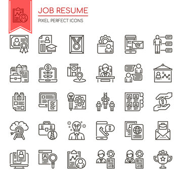 Job Resume , Thin Line and Pixel Perfect Icons.