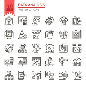 Data Analysis , Thin Line and Pixel Perfect Icons.