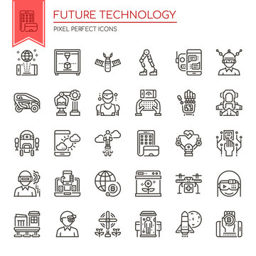 Future Technology , Thin Line and Pixel Perfect Icons.
