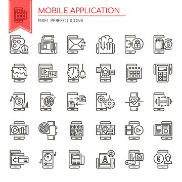 Mobile Application , Thin Line and Pixel Perfect Icons.