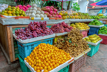 Fruits market, in Luang prabang local marketplace, Laos