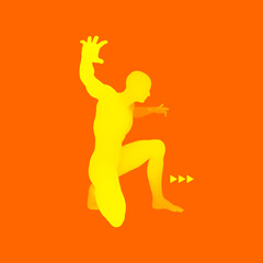 Fototapeta na wymiar 3D Human Body Model. Man kneeling. Vector Illustration.