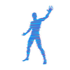 Vector man with hand up to stop. Human showing stop gesture. Silhouette of a standing man. Vector illustration.