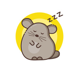 Chinchilla pet icon. Sleepy small animal, dozing
