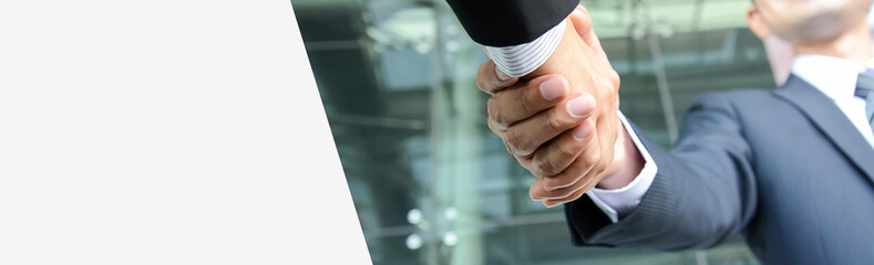 Handshake banner background with copy space
