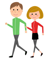 若いカップル　ウォーキング