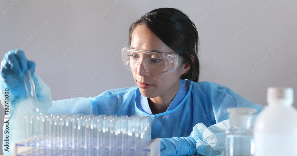 Wall mural Laboratory technician studies samples