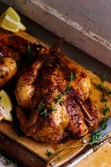 SUMAC ROAST CHICKEN WITH LEMON AND GARLIC.