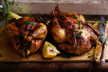 SUMAC ROAST CHICKEN WITH LEMON AND GARLIC.