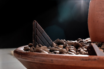 Piece of chocolate in roasted