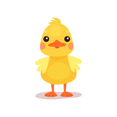 Cute little yellow duck chick character cartoon vector Illustration