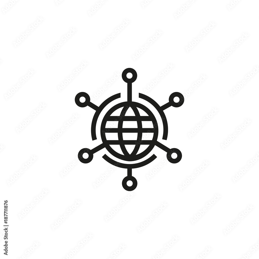Poster global networking icon