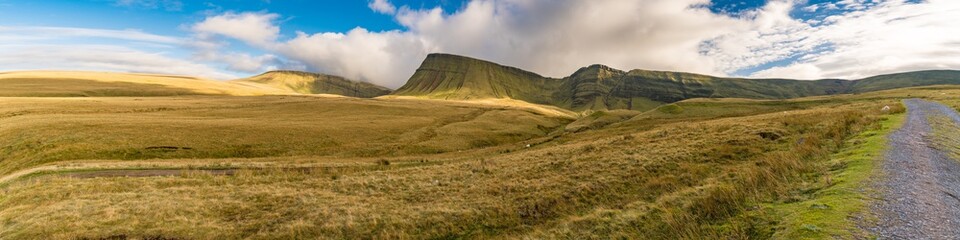 Clouds over the Bannau Sir Gaer (Picws Du) in the Carmarthen Fans in Carmarthenshire, Dyfed, Wales, UK