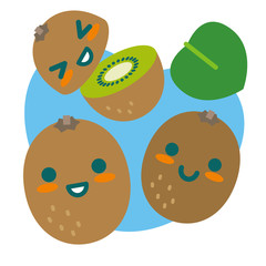 キウイフルーツの親子(空色)