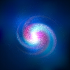 Spiral galaxy vector illustration. Cosmos object - spiral nebula with stars and Tail of galaxy. Top view of spiral galaxy