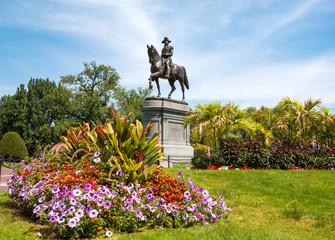 Boston Public Garden. George Washington Statue. Boston, Massachusetts, USA