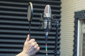 Microphone in a recording studio