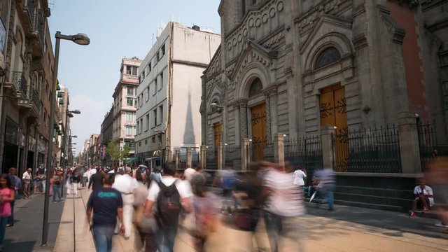 Mexico city Zocalo walkway time lapse