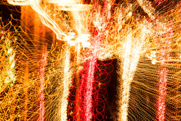 Long exposure lights spin blur.