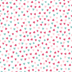St. Valentine's Day seamless pattern with pink and blue hearts