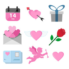Valentine Day Related Symbols Vector Illustration Graphic Set