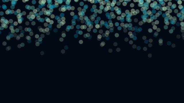 Abstract background animation with moving round shapes. Falling circles and copyspace.