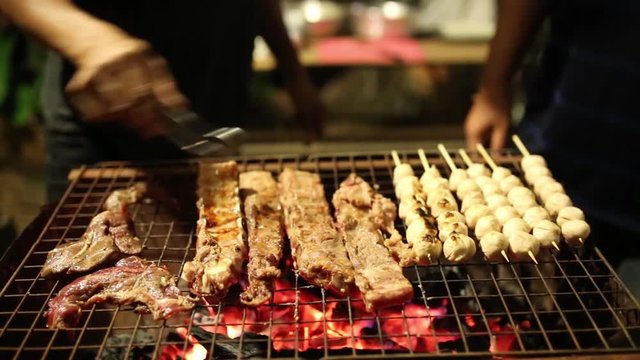 Grill and meat ball for party Footage Video Format HD