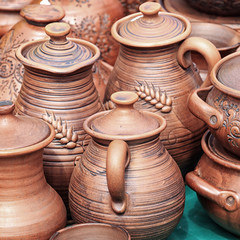 Fototapeta na wymiar dishes from clay