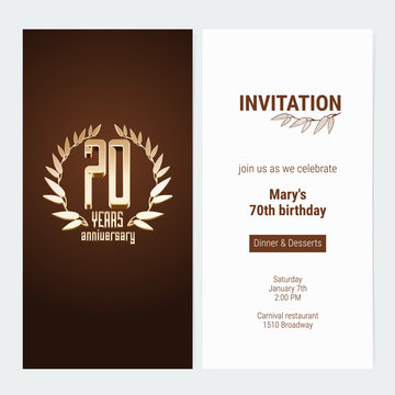 70 years anniversary invitation to celebrate the event vector illustration