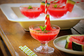 juice of watermelon in glasses