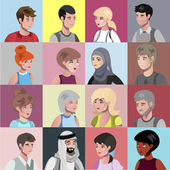 Portraits of people of different nationalities