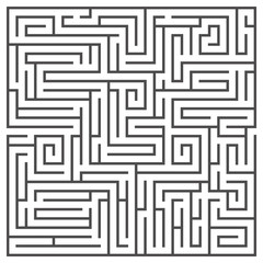 Square maze isolated on white background. Medium complexity.