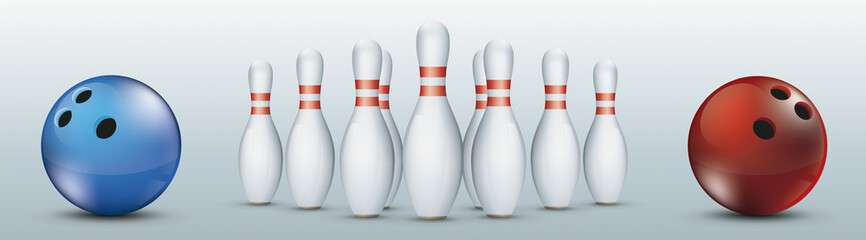 Header Blue Red Bowling Balls Pins Centre