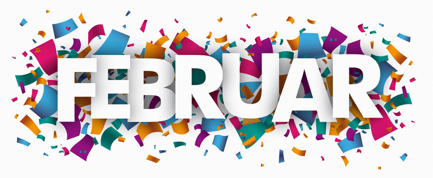 Februar mit buntem Konfetti