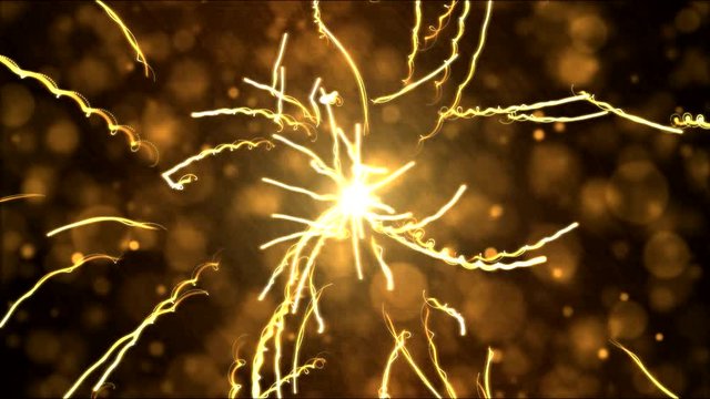 Bright Chaotic Shooting Particle Strokes Animation - Loop Golden
