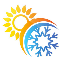 Sun and snowflake air conditioning symbol
